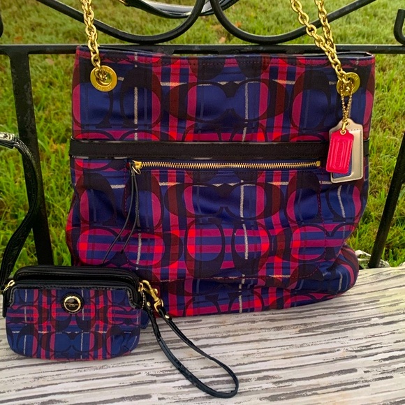Coach Handbags - Coach Poppy Tartan Poppy Adjustable Shoulder Bag & Wristlet MSRP:$545.00